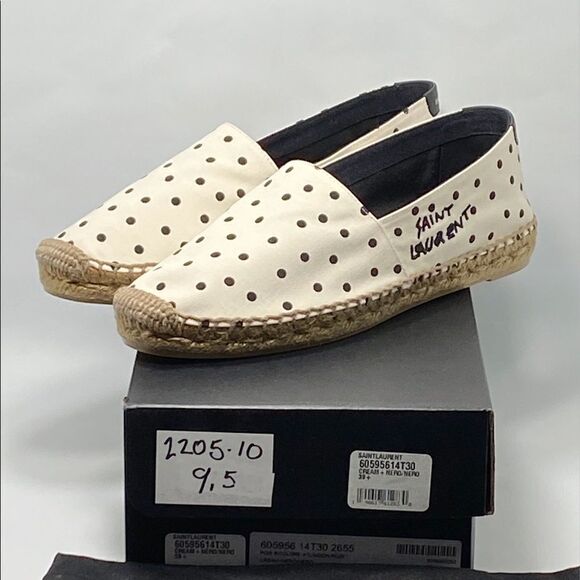 Saint Laurent Signature logo Polka Dot Espadrilles size 39.5 - Picture 10 of 12